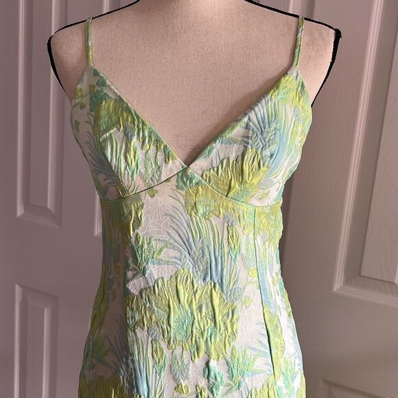 Lulu's Green Slip Midi Dress Spaghetti Strap Sweetheart - Picture 7 of 16